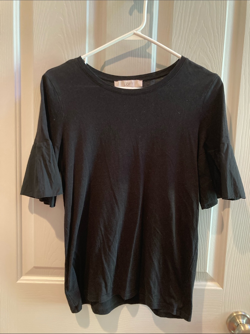 LOFT Black Short Ruffle Sleeve Kids Tee